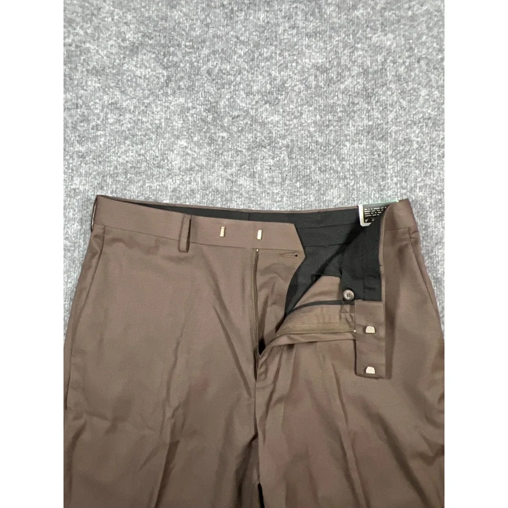 Perry Ellis Portfolio Dress Pants Men 34x30 Beige Non Iron Mid Rise Straight Leg